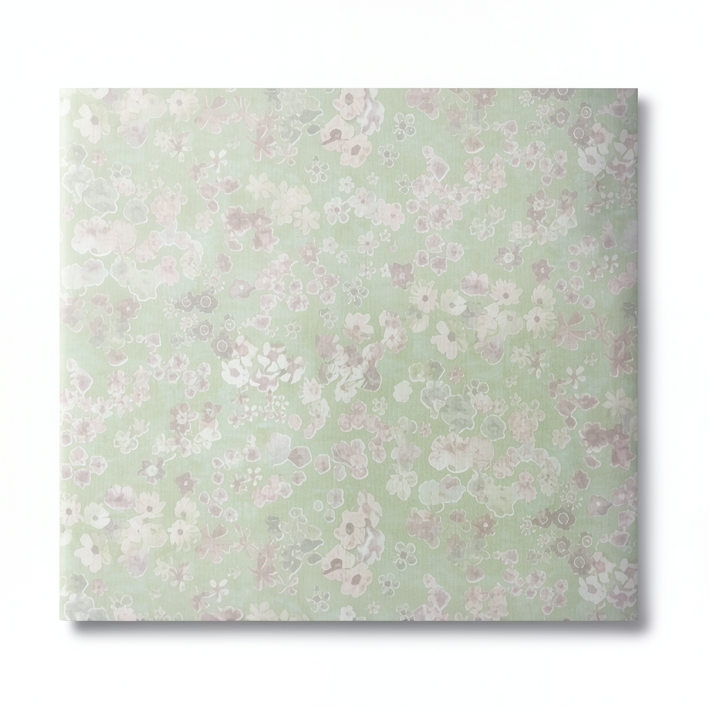 Floral Wallpaper 10 m x 0.53 m Pale Green, Model 221303