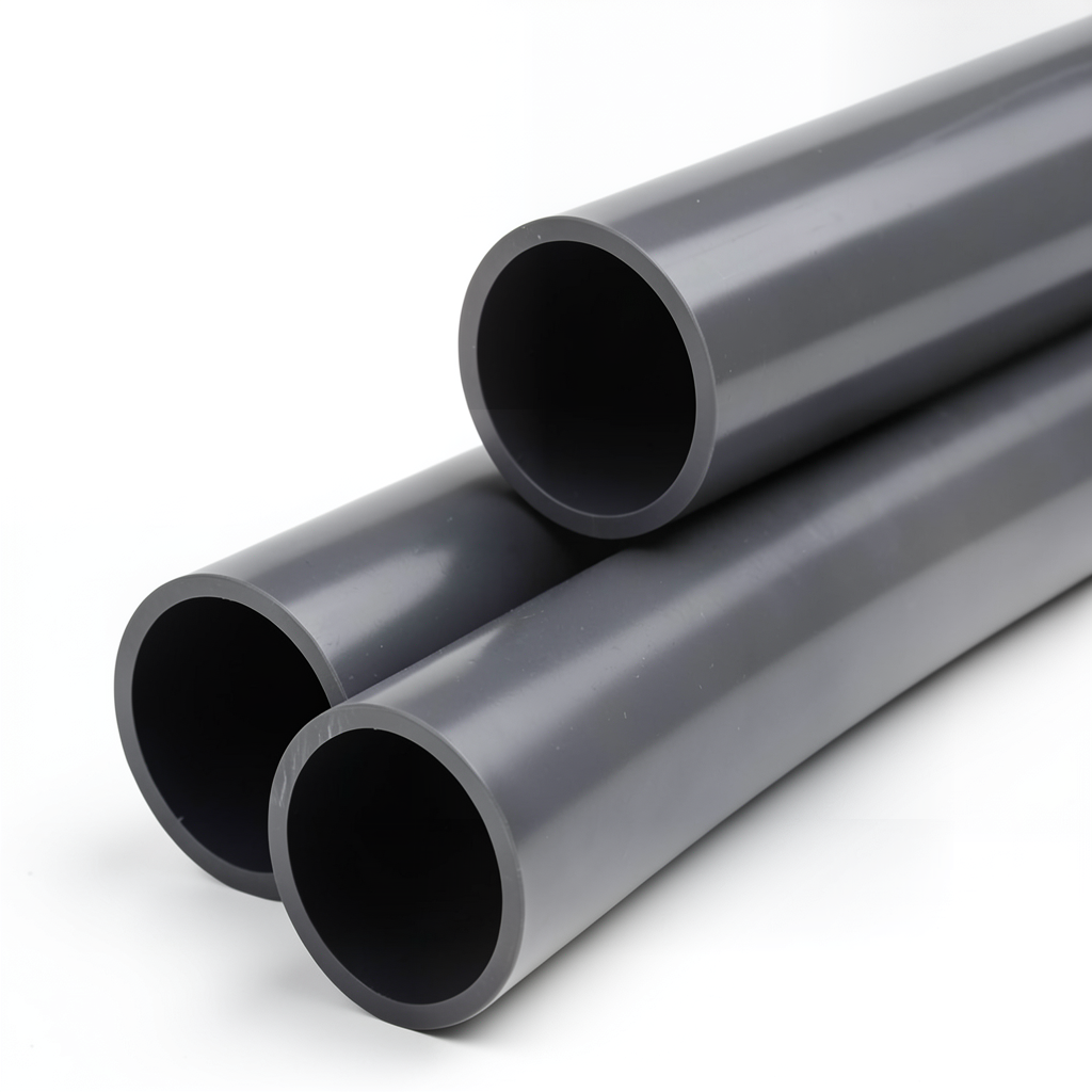 UPVC Plastic Pipe PN 12 Bar Size 1 1/4 inch Thickness 2.7 mm Dark Gray