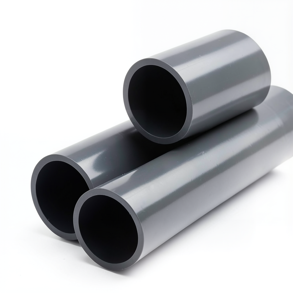 أنابيب بلاستيك UPVC ضغط 12 بار مقاس 6 إنش سمك 10.2 ملم لون رمادي غامق