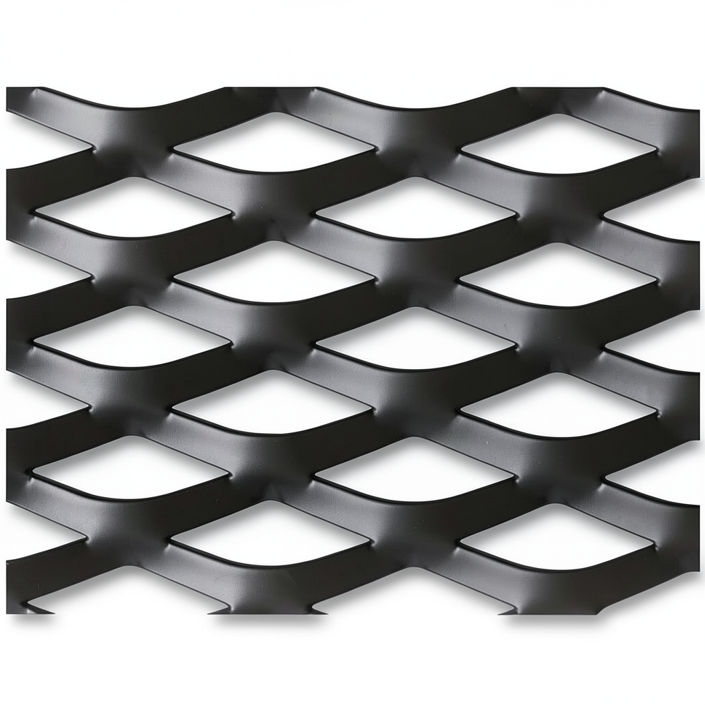 Hot Rolled Steel Expanded Metal Mesh Thickness 2.3 mm Width 1.22 m Length 4 m, Black