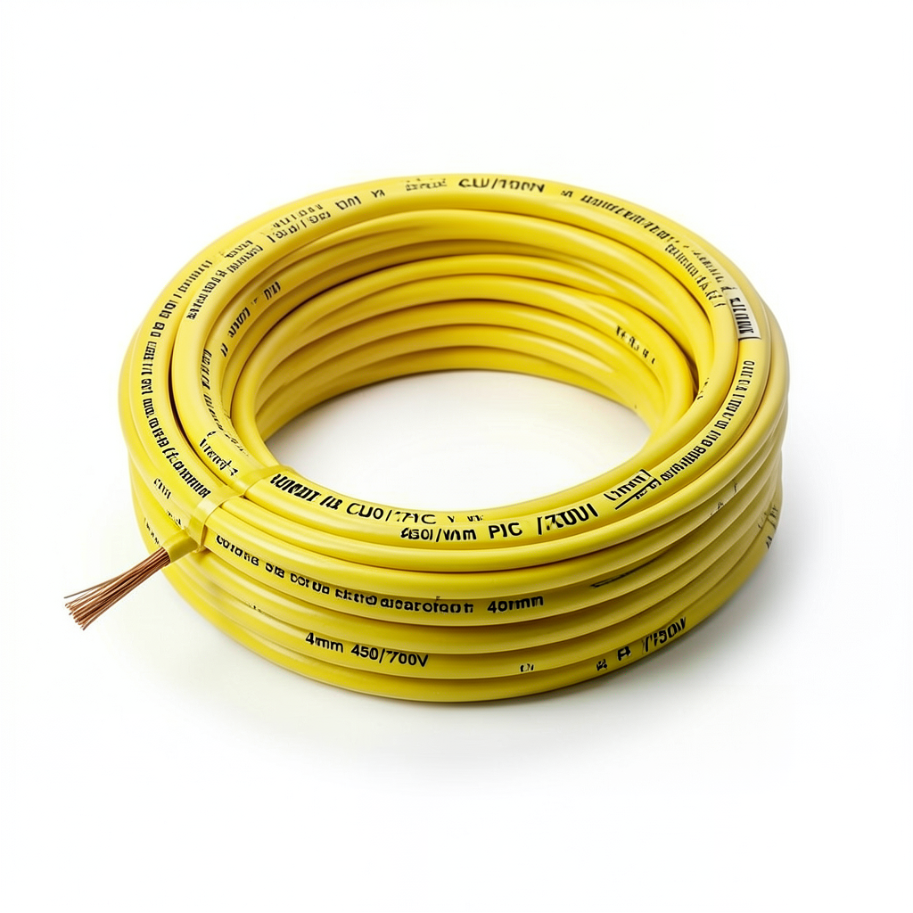 لفة سلك مفرد نحاس مجدول CU/PVC مقاس 4mm 450/750 فولت لون أصفر | شركة كابلات جدة