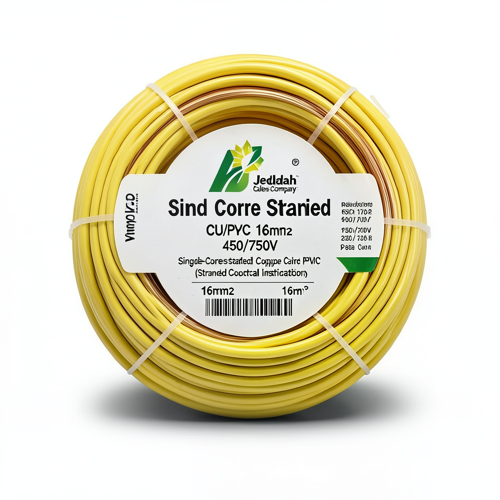 Single Core Stranded Electrical Cable CU/PVC 16mm2 450/750V Yellow | Jeddah Cables Company