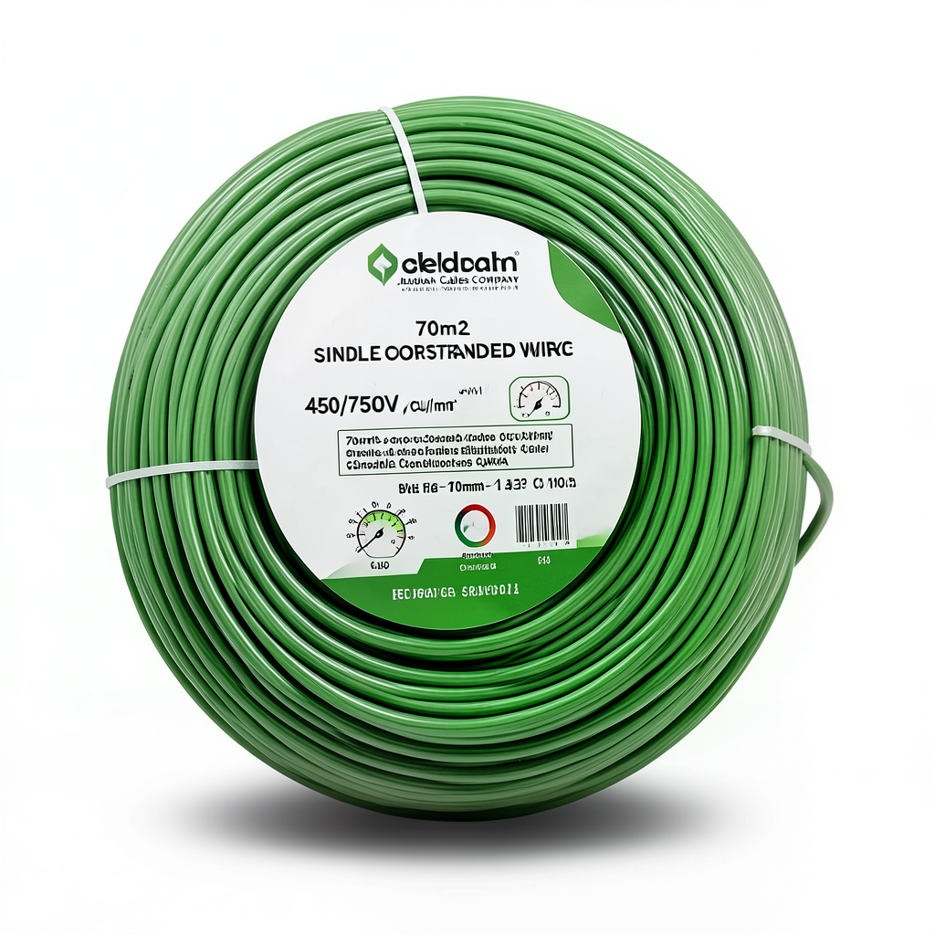 سلك 70mm2 450/750 فولت نحاس مجدول CU/PVC، لون أخضر | شركة كابلات جدة