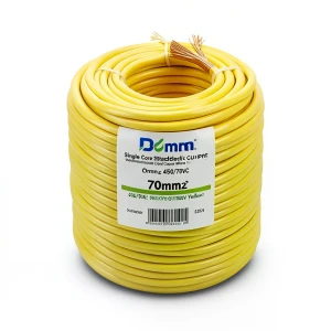Single Core Stranded Electric Wire CU/PVC 70mm2 450/750V Yellow | Jeddah Cables Company