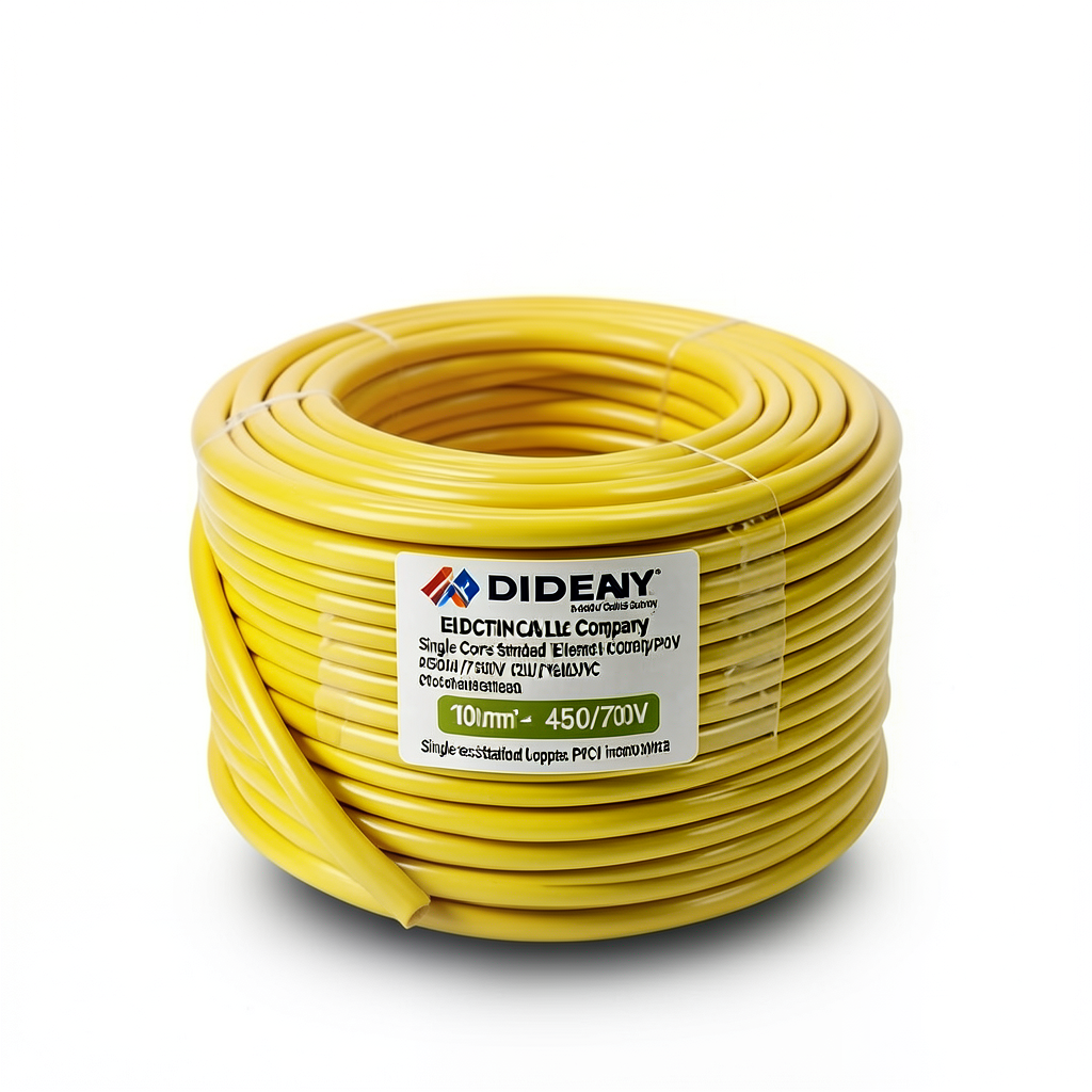 سلك مفرد نحاس مجدول CU/PVC مساحة مقطع 120mm2، 450/750V، لون أصفر | شركة كابلات جدة