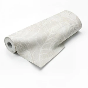 Leaf Patterned Wallpaper Pale Beige 10 m x 0.53 m, Model 221312