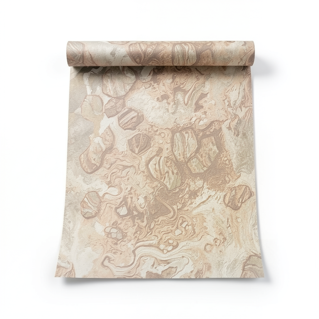 Italian Patterned Wallpaper 10m x 0.53m Light Brown, Model 73524