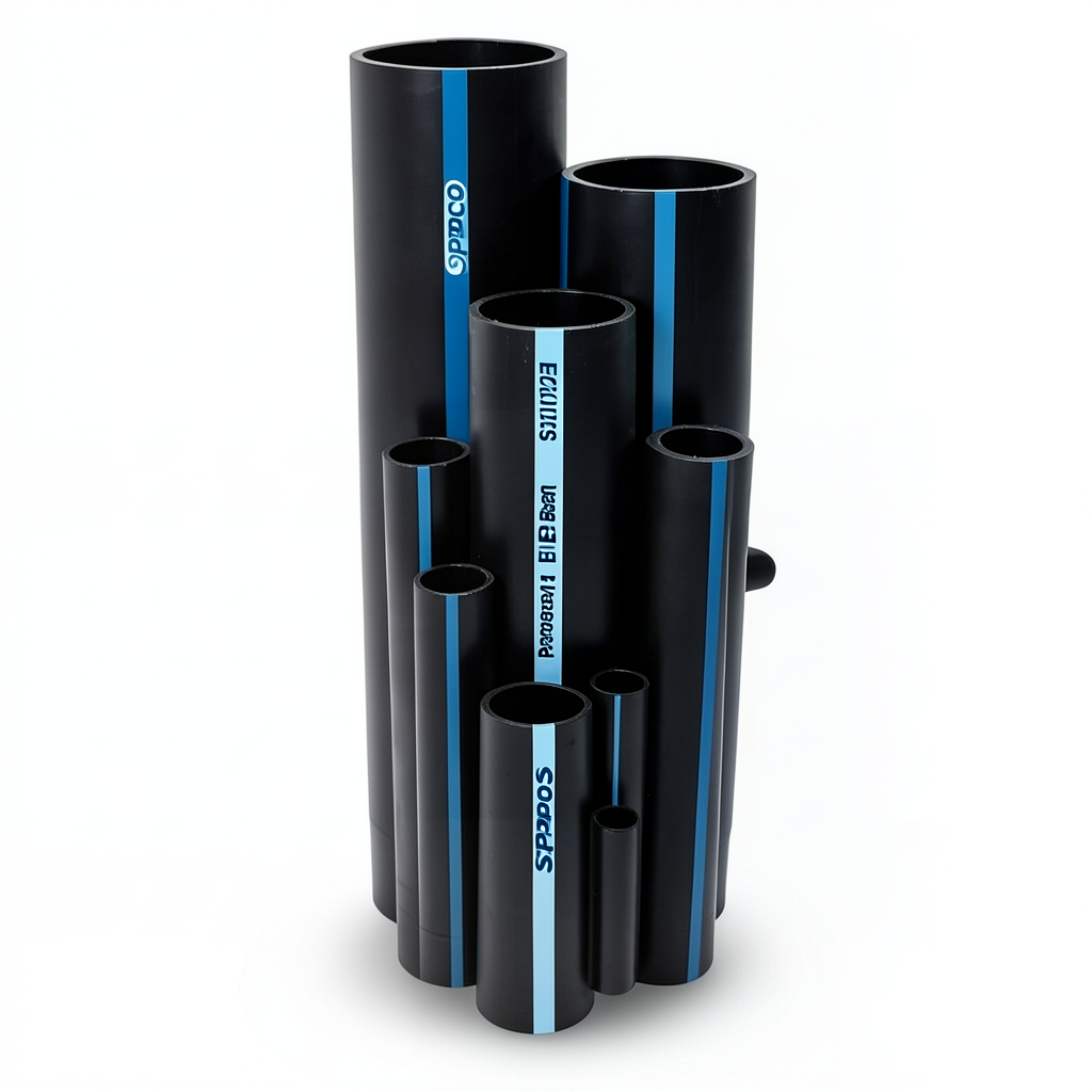 Sappco HDPE Pipes PE 100 Pressure 16 Bar Outside Diameter 200 mm Thickness 18.2 mm Black Color | SAPPCO