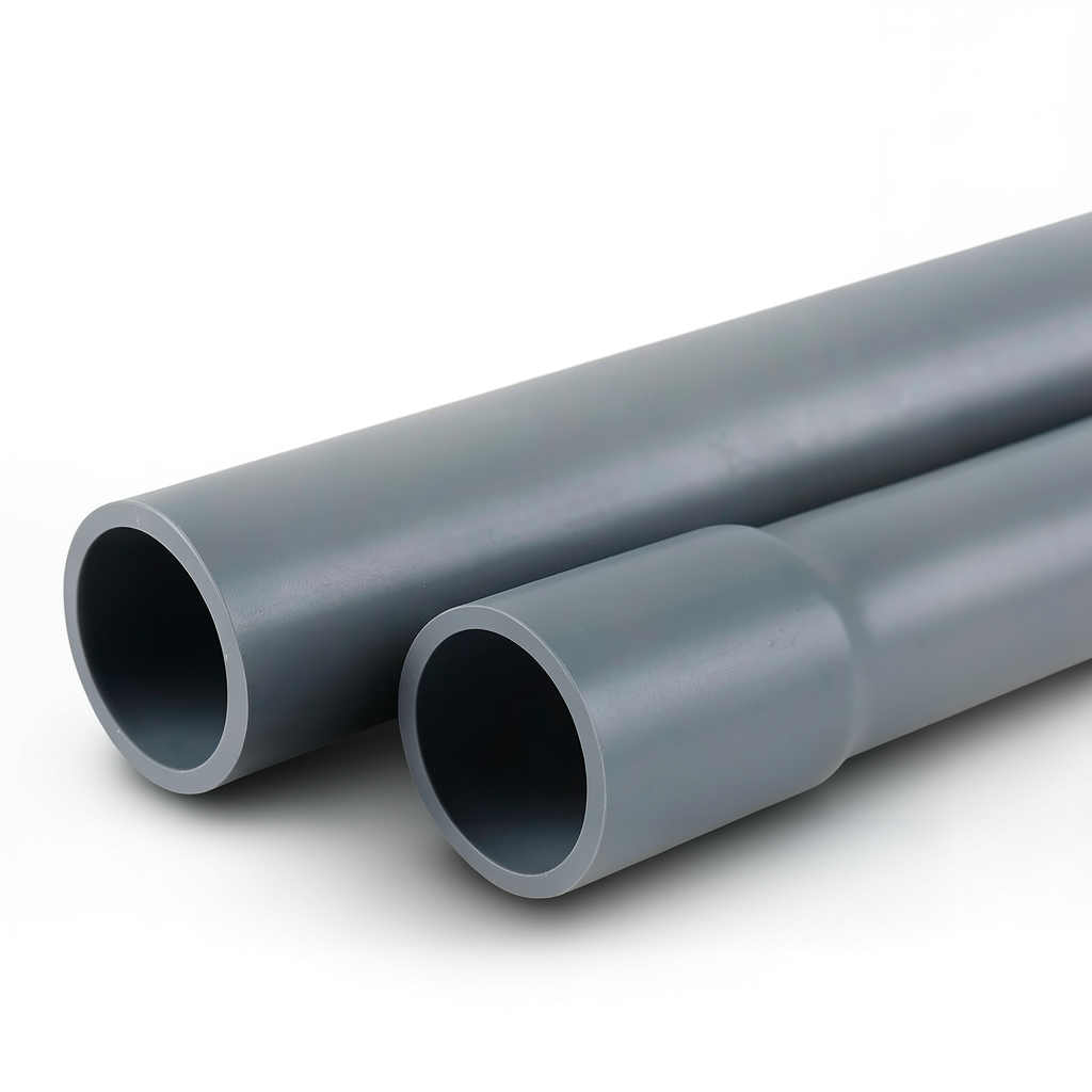 مواسير UPVC ضغط 13.8 بار مقاس 6 إنش سمك 8 مم لون رمادي