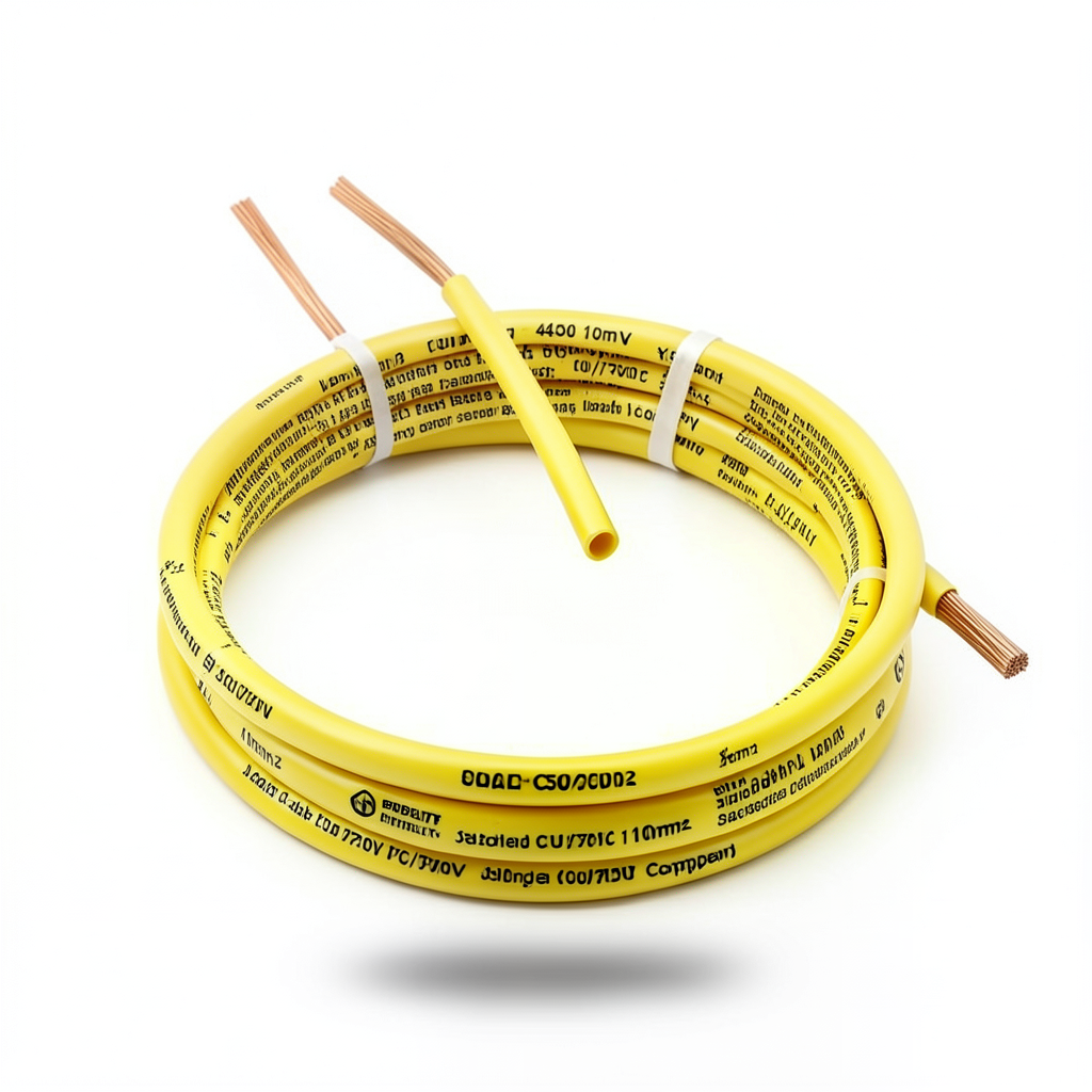 Single Core Stranded Electric Wire CU/PVC 10mm2, 450/750V, Yellow | Jeddah Cables Company