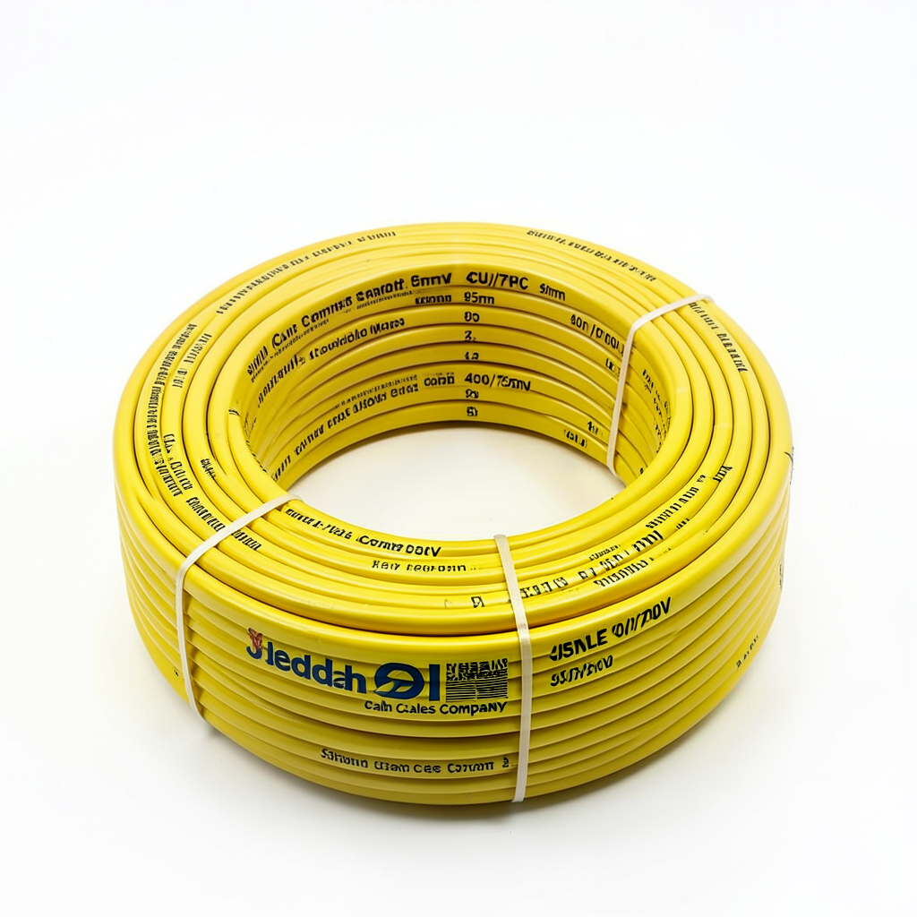 لفة سلك مفرد نحاس مجدول CU/PVC مقاس 95mm، 450/750 فولت، لون أصفر | شركة كابلات جدة