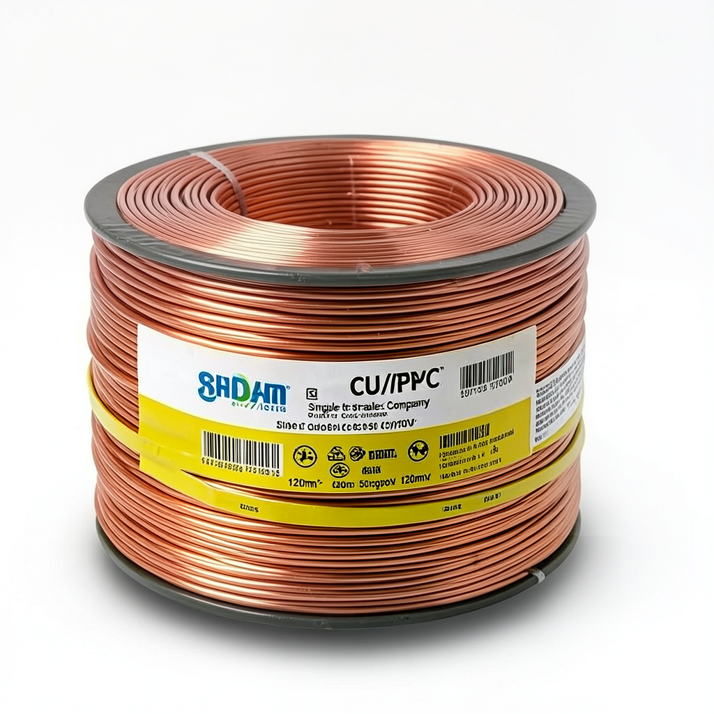 سلك مفرد نحاس مجدول CU/PVC مساحة مقطع 120mm2، 450/750V، لون أصفر | شركة كابلات جدة