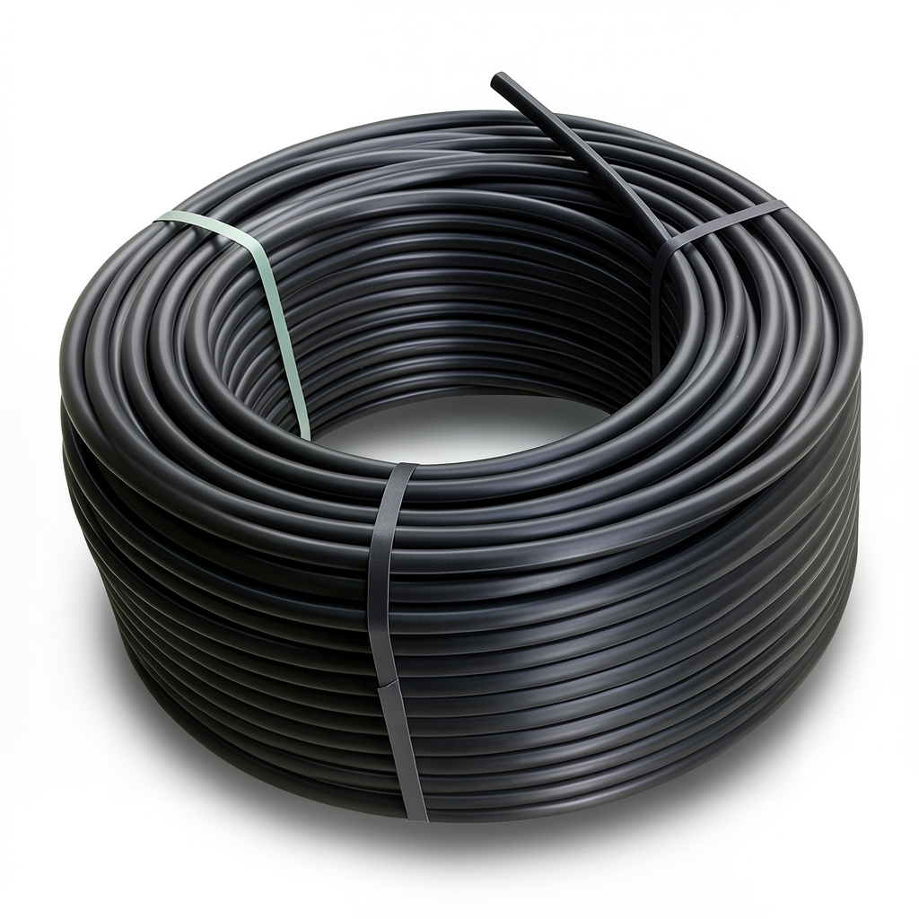 لفة أنابيب HDPE ضغط 19.2 بار PE 100، قطر خارجي 90 مم، SDR 7.4، لون أسود