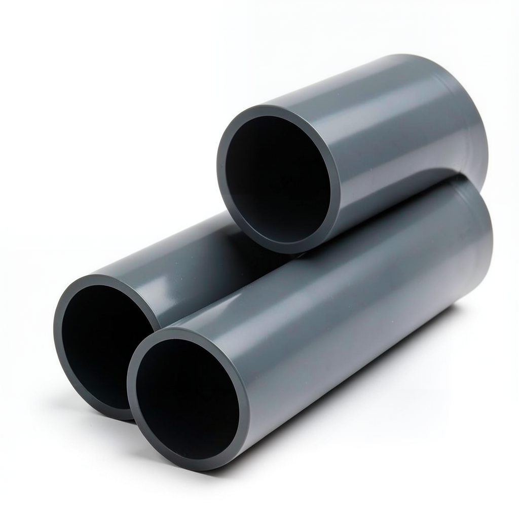 UPVC Plastic Pipe PN 15 Bar Size 8 inch Thickness 14.5 mm Dark Gray
