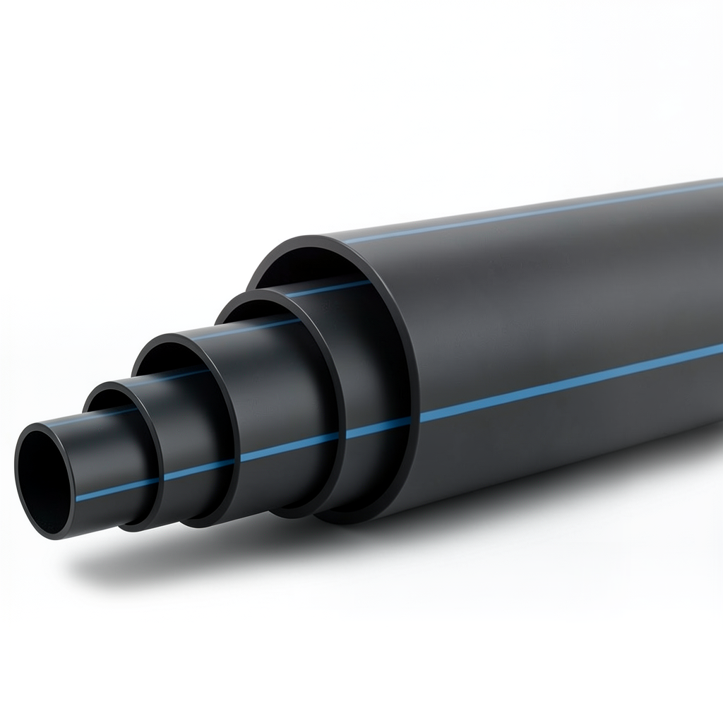HDPE Polyethylene Pipe PN 9.9 Bar PE 100, 450 mm Diameter, SDR 13.6, Black