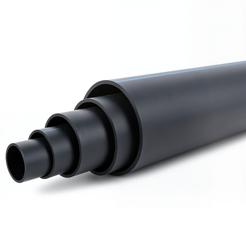 HDPE Polyethylene Pipe PN 9.9 Bar PE 100, 500 mm Diameter, SDR 13.6, Black