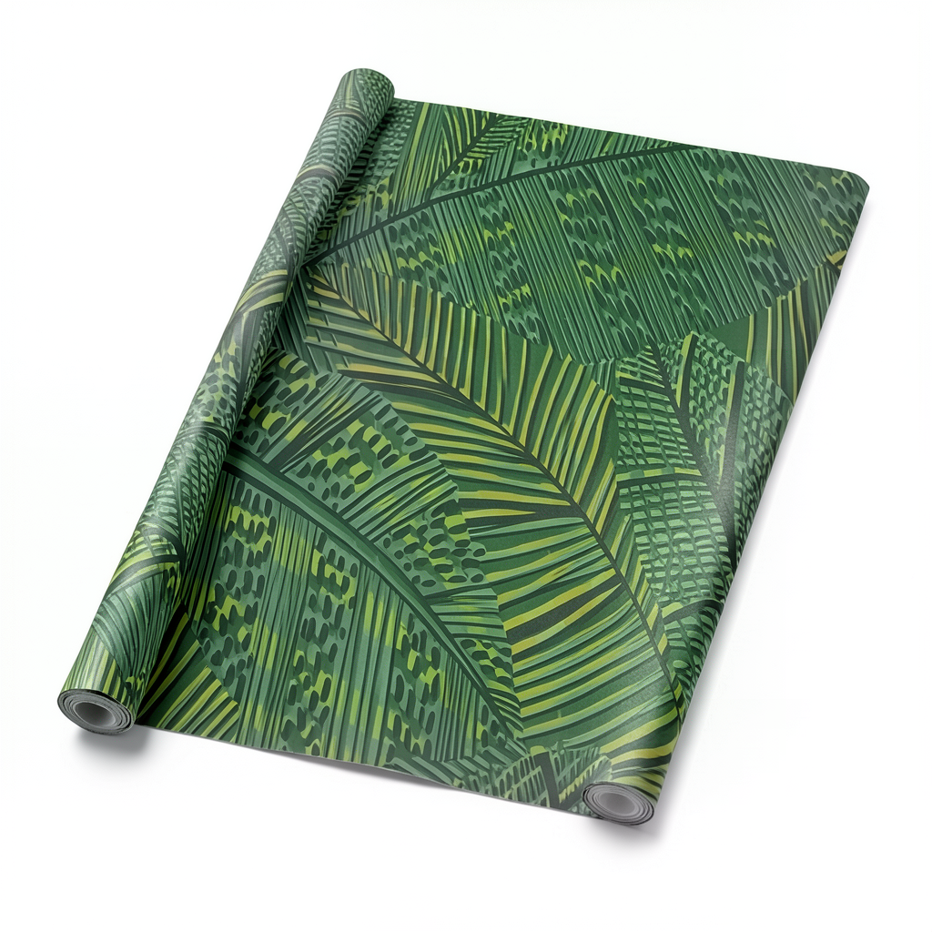 Dutch Leaf Patterned Wall Covering 10m x 0.53m Green, Model 221311
