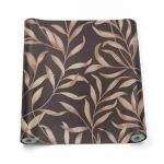 Leaf Patterned Wallpaper 10 m x 0.53 m Dark Brown