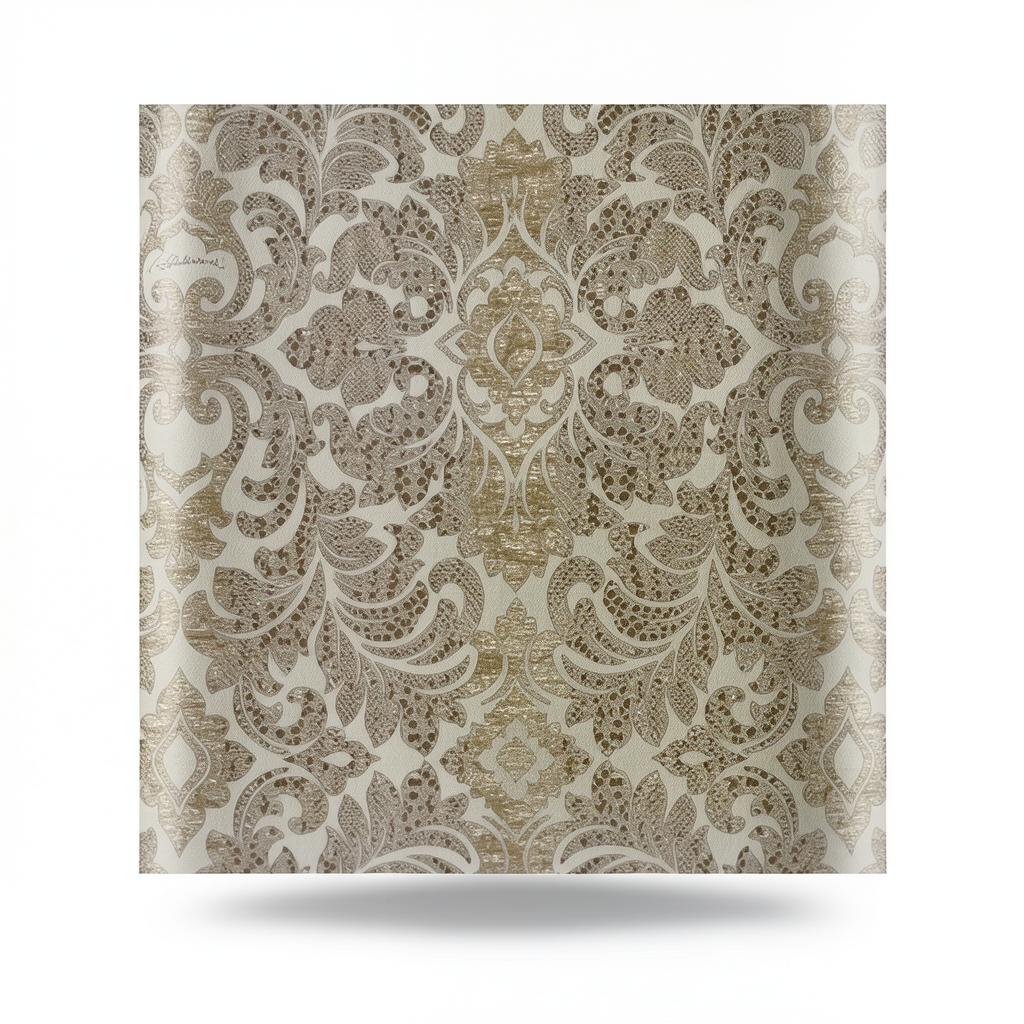 Italian Wallpaper Dark Beige Color Classic Design, Size 10mx0.70m, Model RC18042
