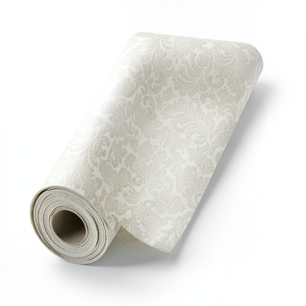 Italian Wallpaper Pale Beige Color Classic Design, Size 10m x 0.70m