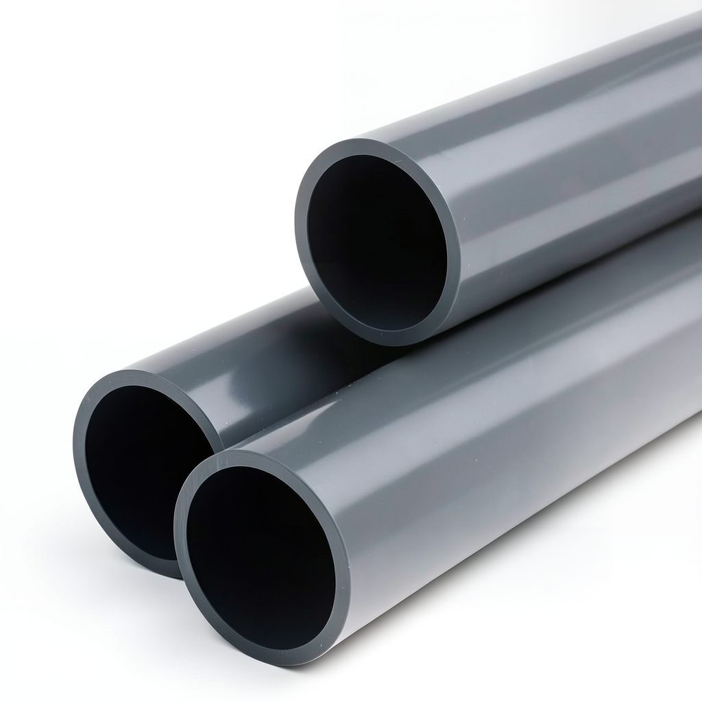 UPVC Plastic Pipe PN 15 Bar Size 2 1/2 inch Thickness 5.5 mm Dark Gray
