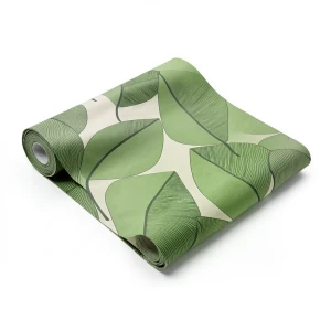 Italian Wallpaper Leaf-Patterned Design 10m x 0.53m, Green Color