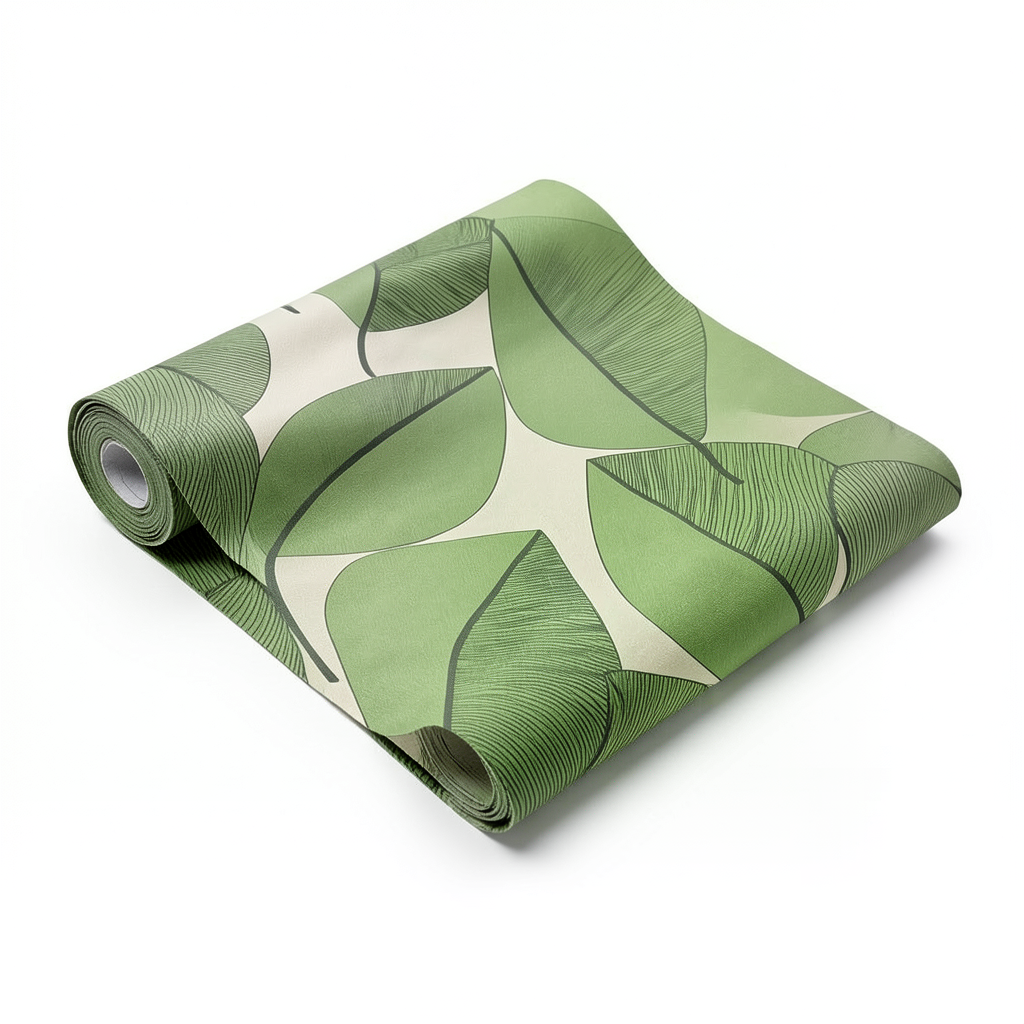 Italian Wallpaper Leaf-Patterned Design 10m x 0.53m, Green Color