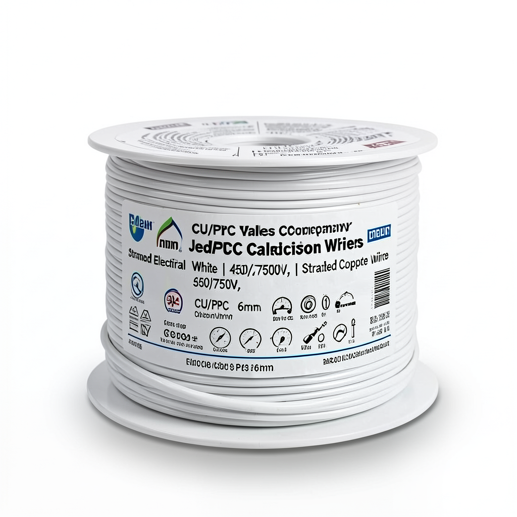 Stranded Electrical Wire CU/PVC 6mm, 450/750V, White | Jeddah Cables Company