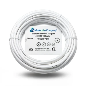 سلك مجدول CU/PVC مساحة 10 sq mm، 450/750 فولت، لون أبيض | شركة كابلات جدة