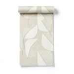 Wall Decoration Leaf-Patterned Design 10 m x 0.53 m Pale Beige