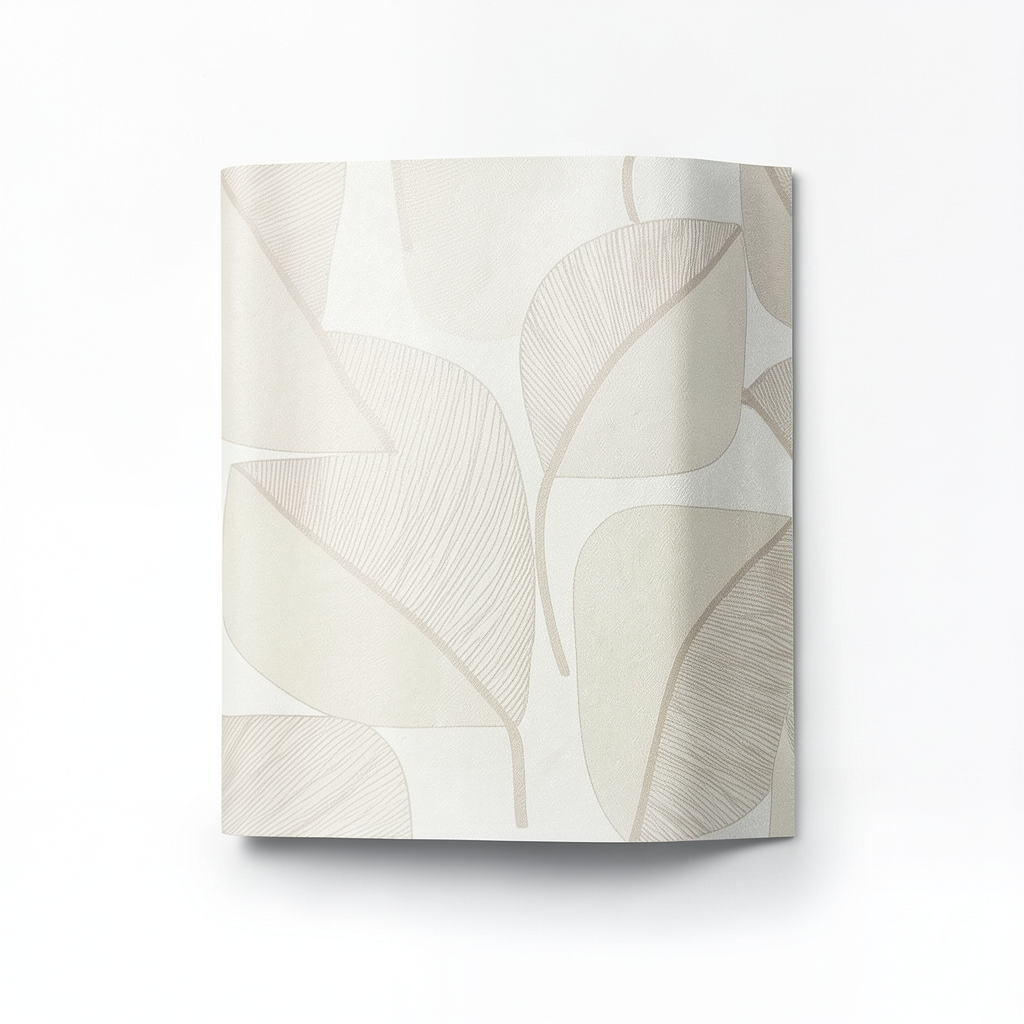 Leaf-patterned Wallpaper 10m x 0.53m Beige, Model 73244