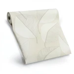 Italian Wallpaper Leaf-Patterned Design 10m x 0.53m, Light Beige