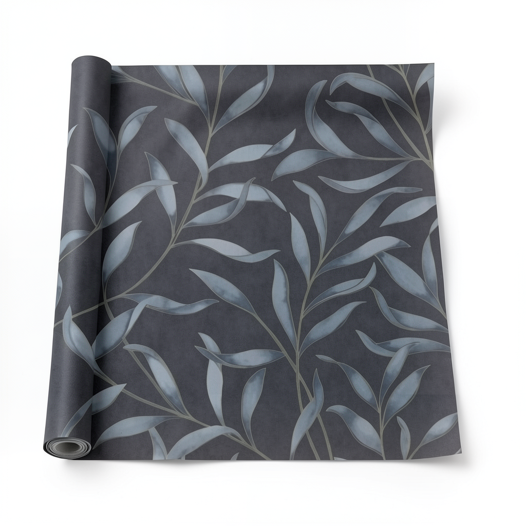 Dutch Leaf Patterned Wallpaper 10 m x 0.53 m Dark Gray, Model 221320