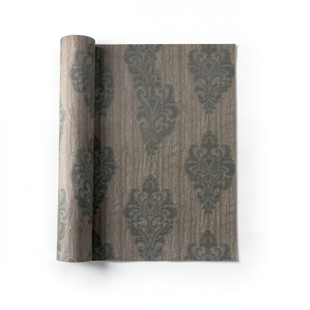 ورق حائط ايطالي تصميم كلاسيك 10 م×1.06م بيج غامق، موديل 44401