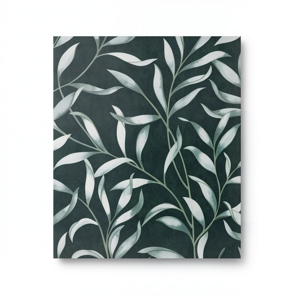 Dutch Leaf Patterned Wall Covering 10 m x 0.53 m Dark Green, Model 221321