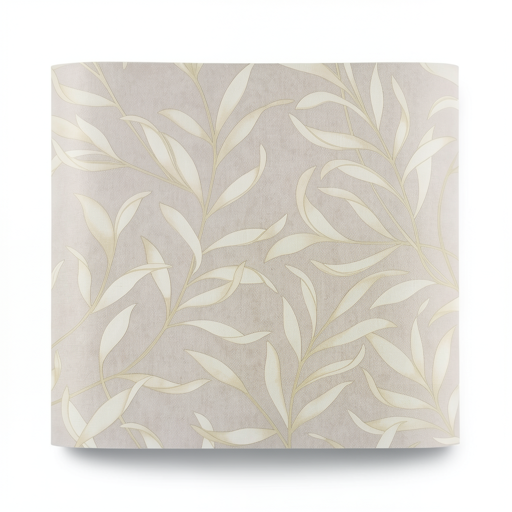 Leaf Patterned Wallpaper 10 m x 0.53 m Beige, Model 221322