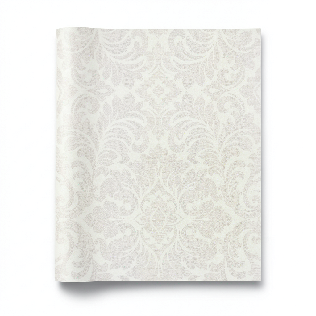 Italian Wallpaper Pale Beige Color Classic Design, Size 10m x 0.70m