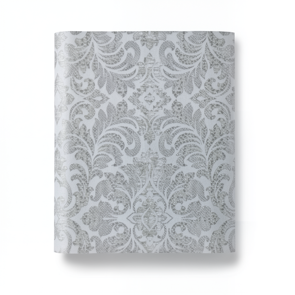 Italian Wallpaper Gray Color Classic Design, Size 10m x 0.70m
