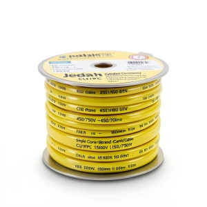 لفة سلك مفرد نحاس مجدول CU/PVC مقاس 150mm2، 450/750 فولت، لون أصفر | شركة كابلات جدة