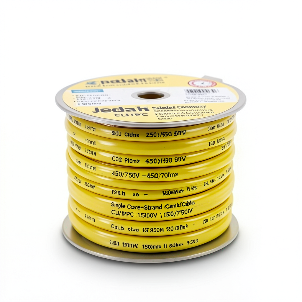 لفة سلك مفرد نحاس مجدول CU/PVC مقاس 150mm2، 450/750 فولت، لون أصفر | شركة كابلات جدة