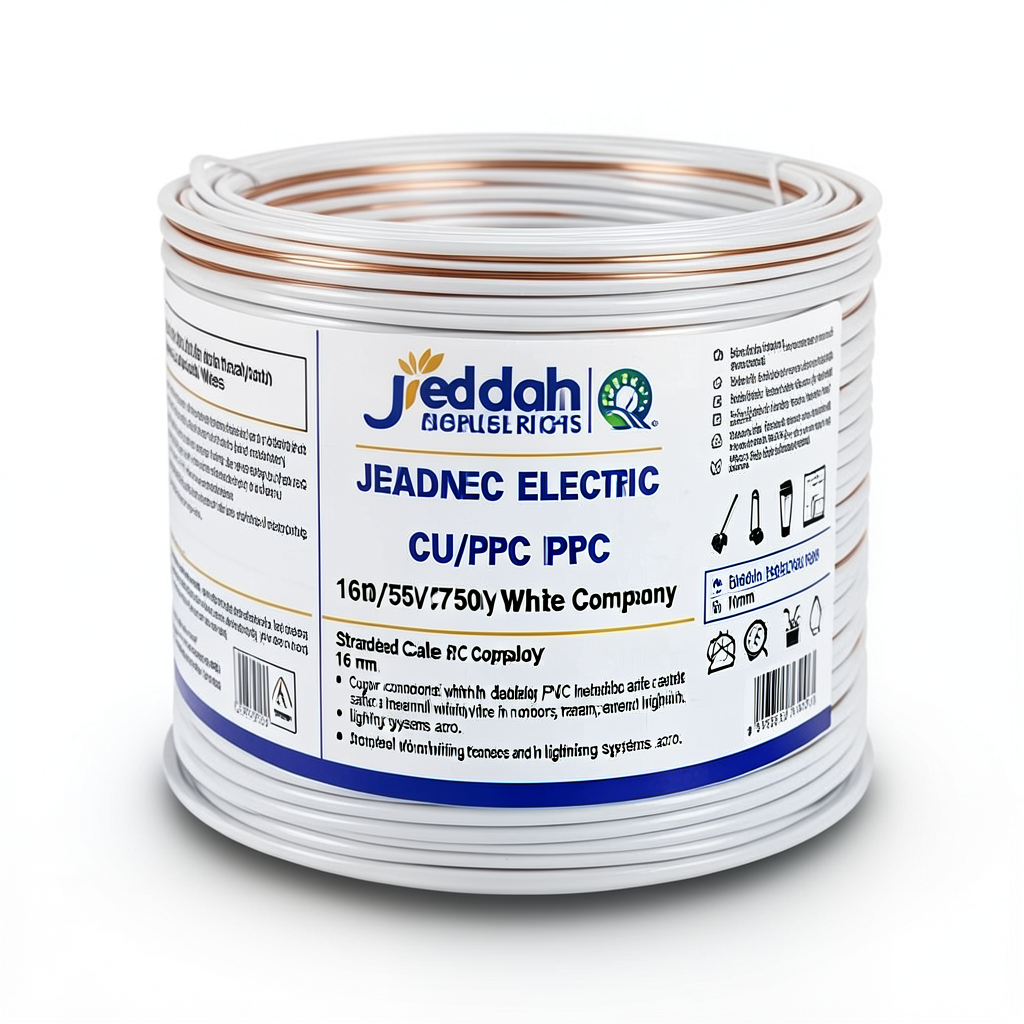 Stranded Electric Wire CU/PVC 16mm, 450/750V, White Color | Jeddah Cables Company