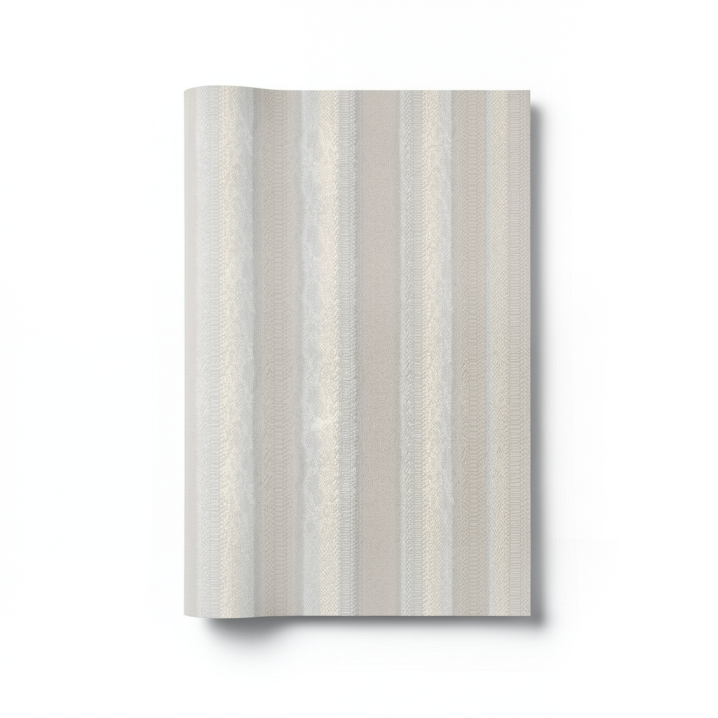 Italian Wallpaper Pale Beige Color Striped Design, Size 10mx0.70m