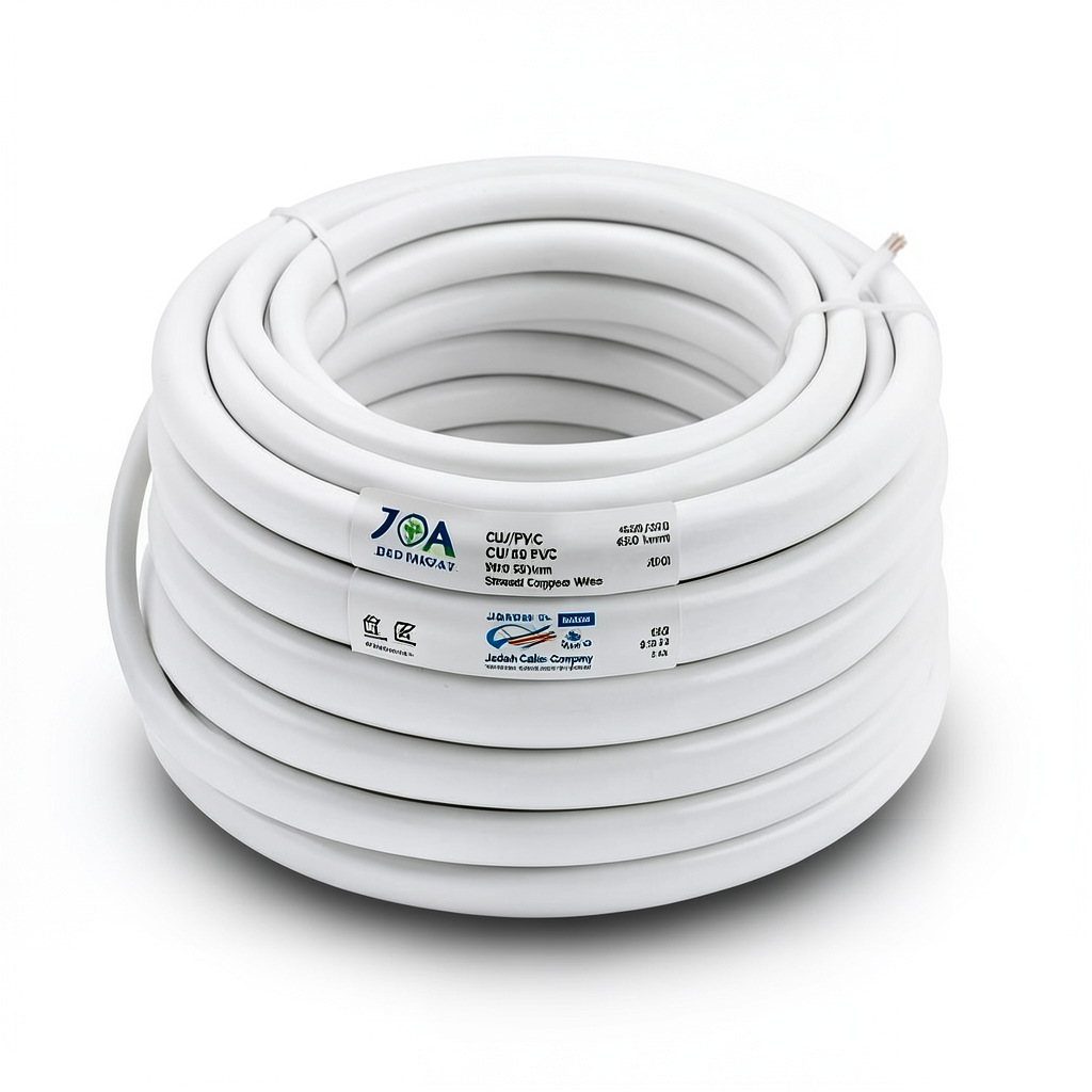 سلك مجدول CU/PVC مساحة مقطع 150 sq mm، 450/750 فولت، لون أبيض | شركة كابلات جدة