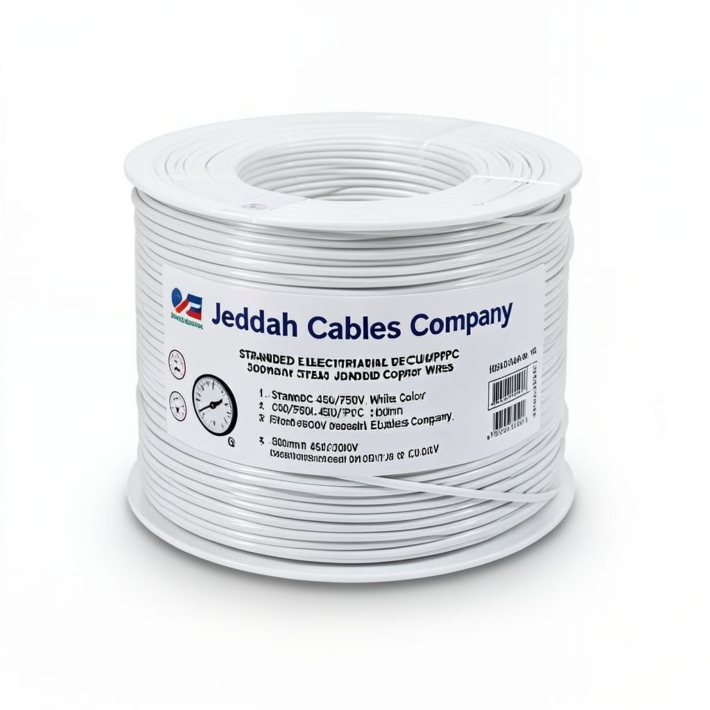 Stranded Electrical Wire CU/PVC 300mm, 450/750V, White Color | Jeddah Cables Company