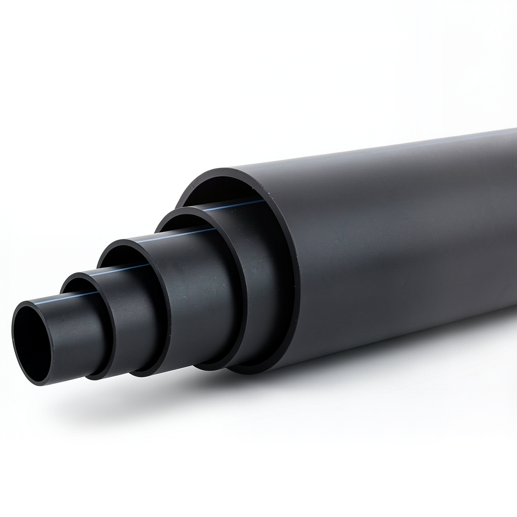 HDPE Polyethylene Pipe Nominal Pressure 15.6 Bar PE 100 OD 200 mm SDR 9 Black