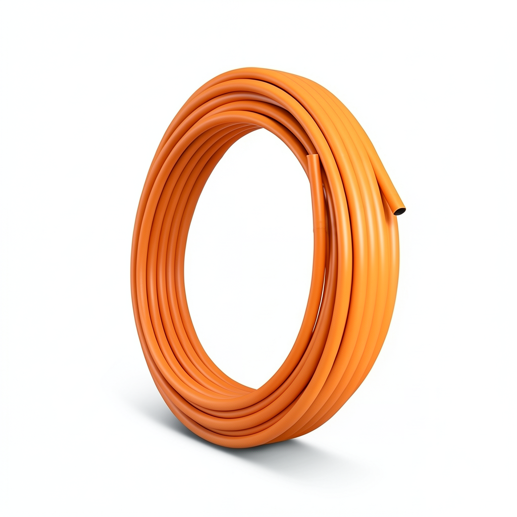 لفة أنابيب HDPE المنى مقاس 50 مم قطر خارجي، سماكة 4.6 مم، ضغط 10 بار، لون برتقالي