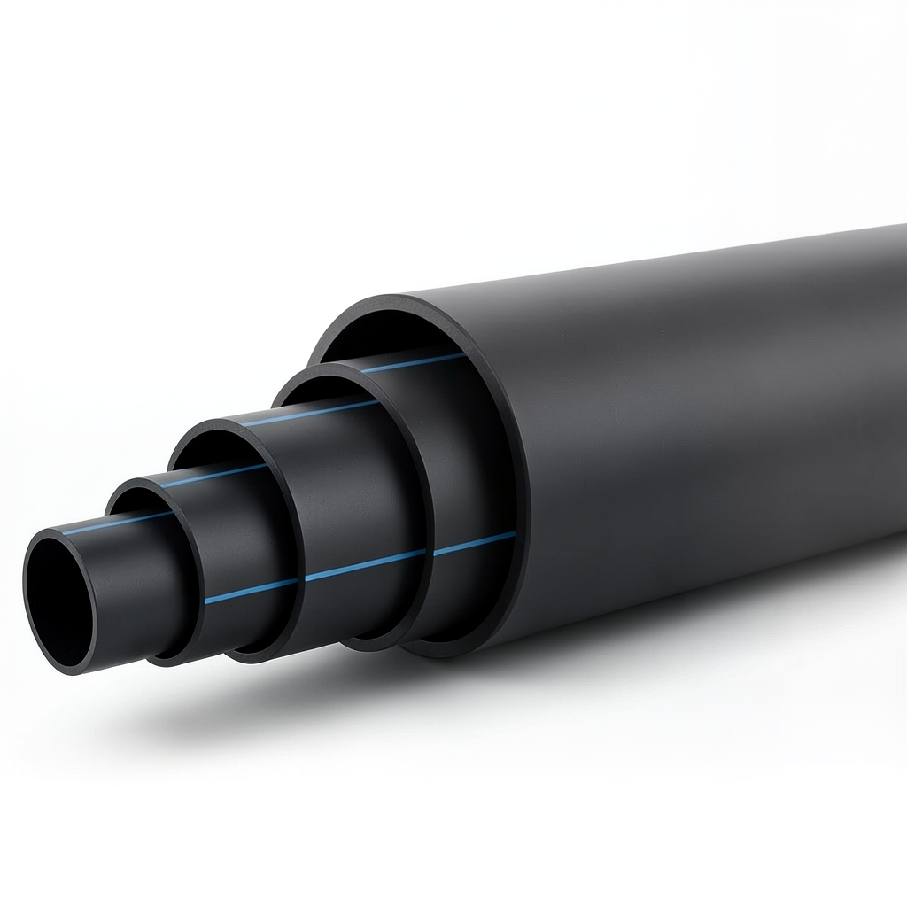 مواسير بلاستيك HDPE ضغط 15.6 بار PE 100 قطر خارجي 450 مم SDR 9 لون اسود