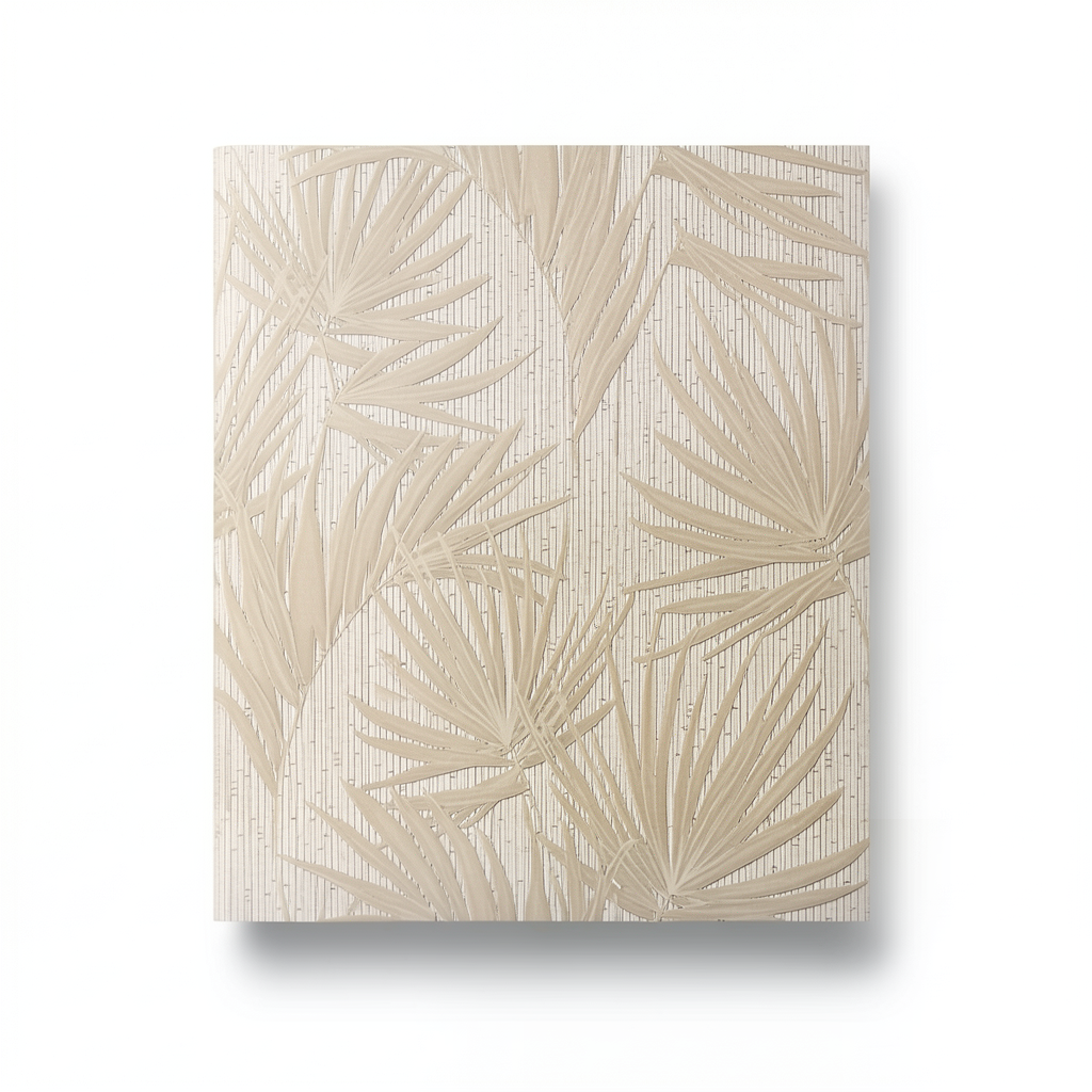 Italian Wall Covering Leaf Pattern 10m x 0.53m Beige