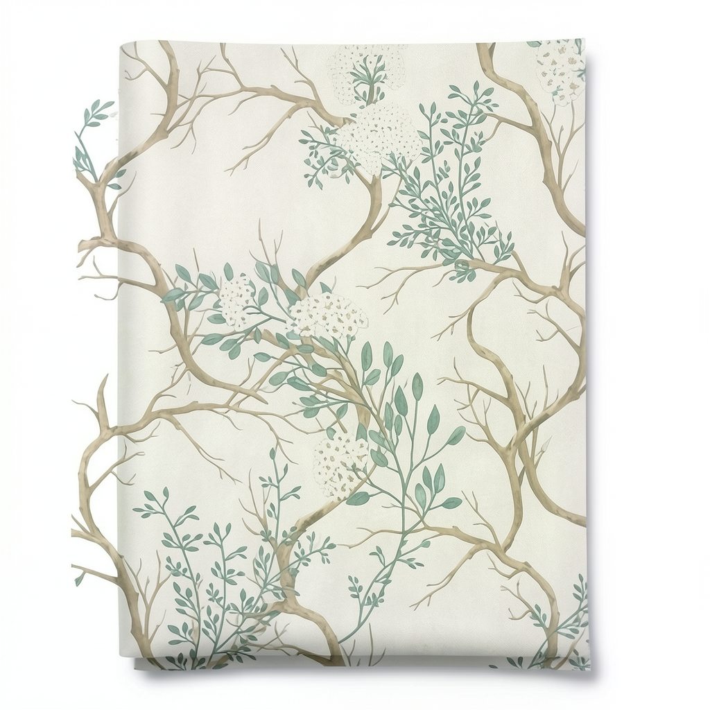 Italian Wallpaper Leaf-Patterned Design 10mx1.06m Light Beige