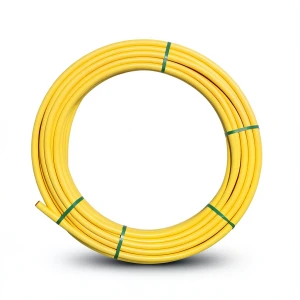 لفة أنابيب HDPE المنى ضغط 8 بار PE 80 قطر خارجي 50 مم سماكة 4.6 مم لون أصفر